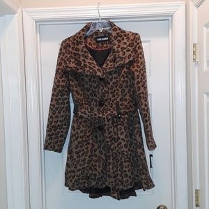 NWT Steve Madden Leopard Print Belted Coat
